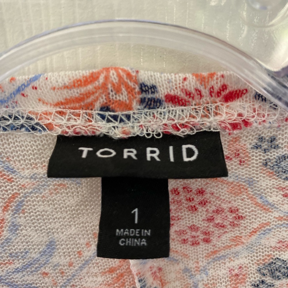 Torrid Multi-Color Floral Print Pattern Short Sleeve Open Front Cardigan… - Picture 5 of 12